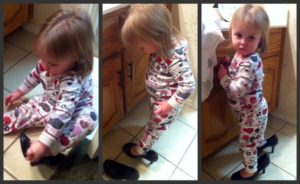 Baby Trying on Shoes, Toddler in High Heels