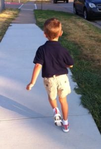 Noah's Running to School, Elementary School, First Day of Kindergarten