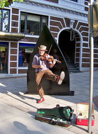 Playing Music of the Holidays on the Street