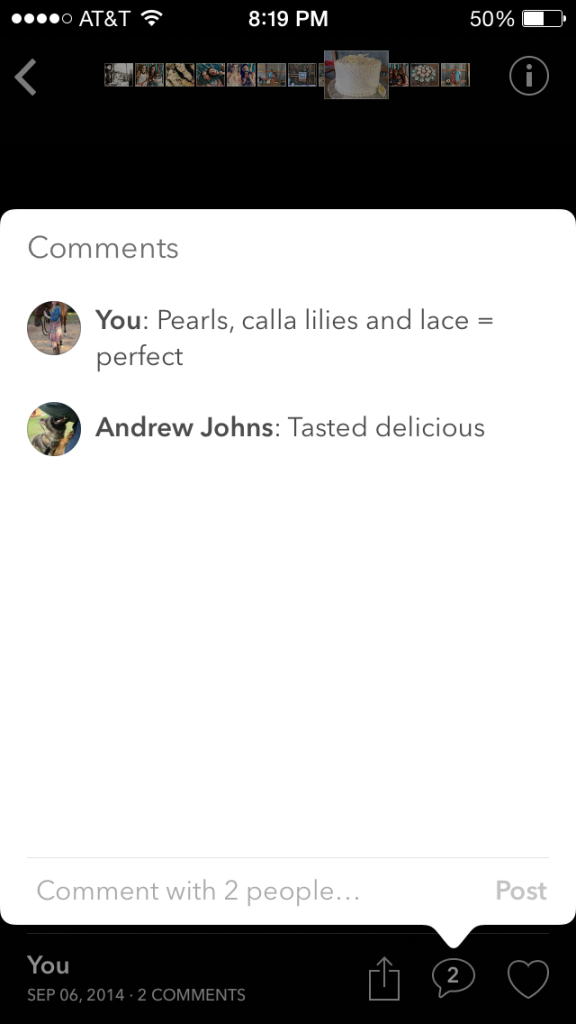 comment on photo stream in Seahorse