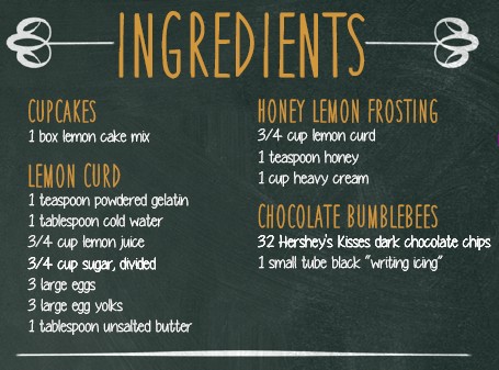 Honeybee Cupcakes Ingredients