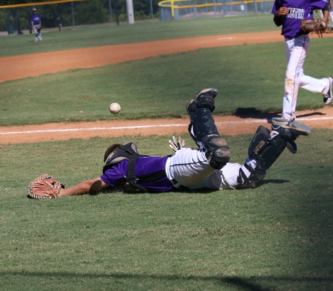 Diving to catch baseball