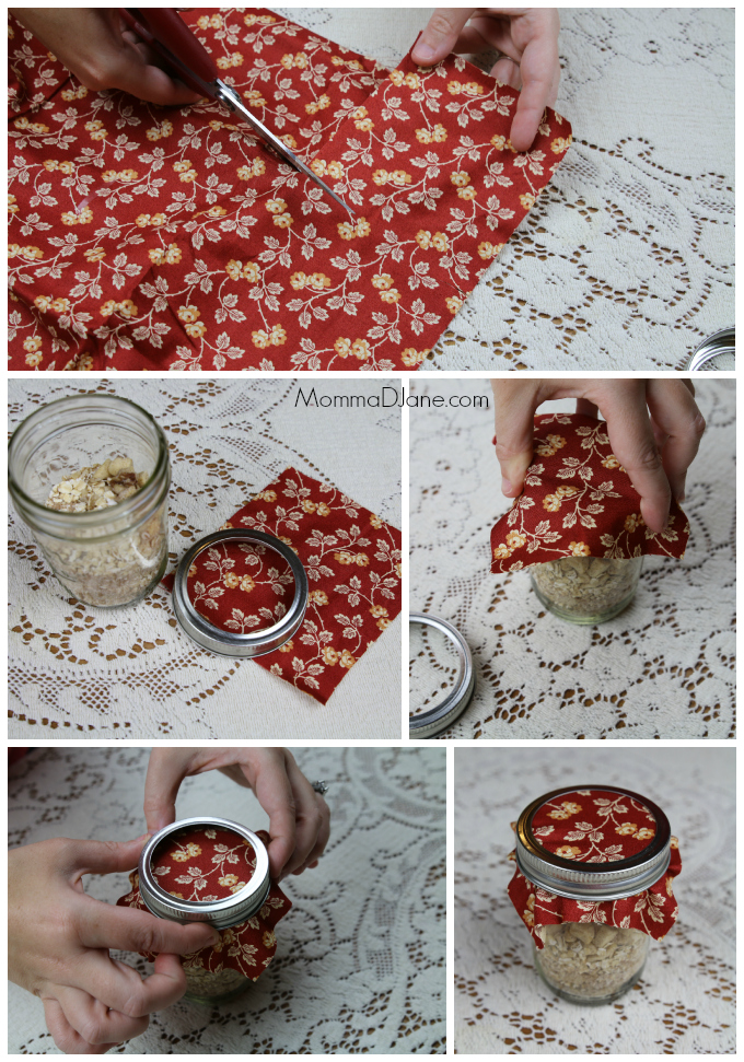 How to add fabric to top of mason jar