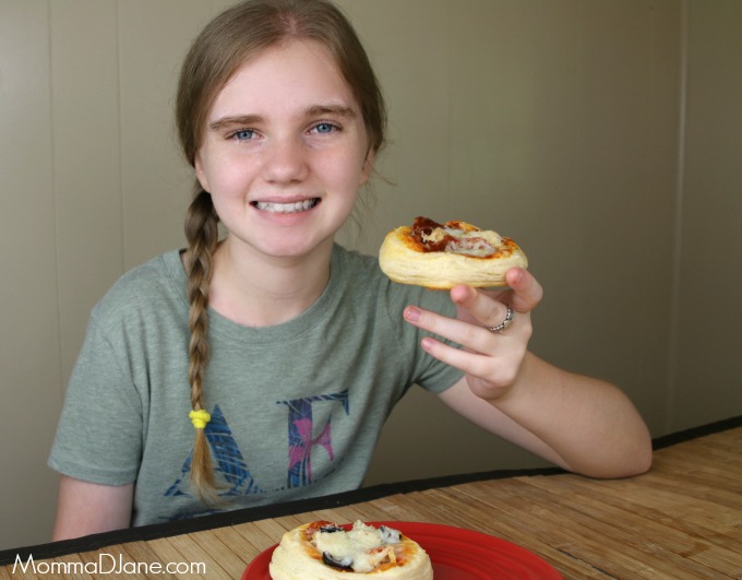 Gabby with homemade pizza