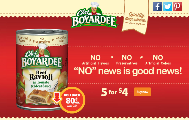 Deal! Chef Boyardee on Rollback at Walmart
