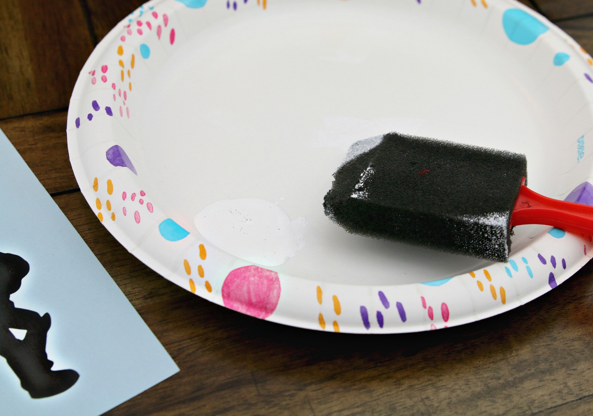 white paint for clouds on Toy Story craft