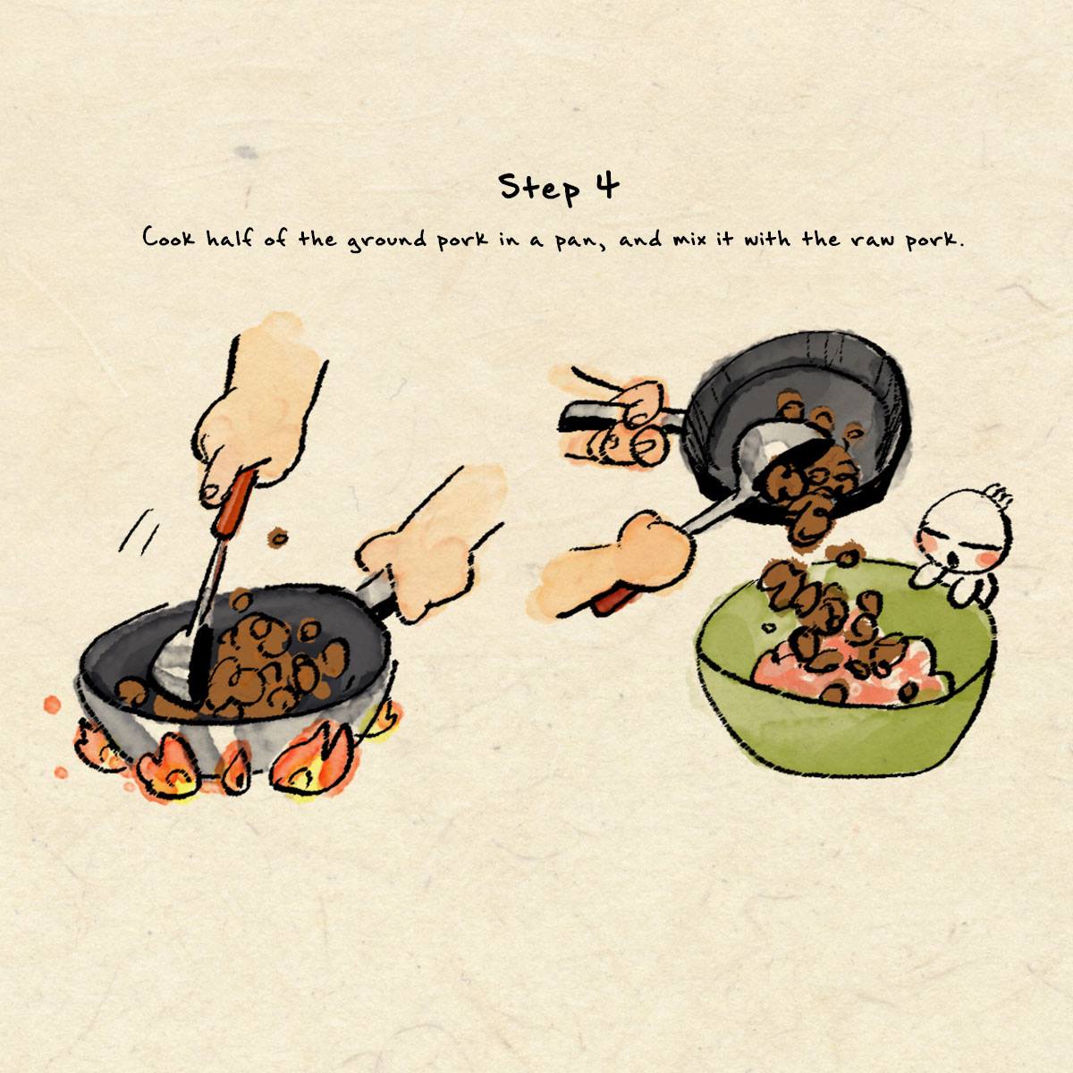 Step 4 in dumpling recipe