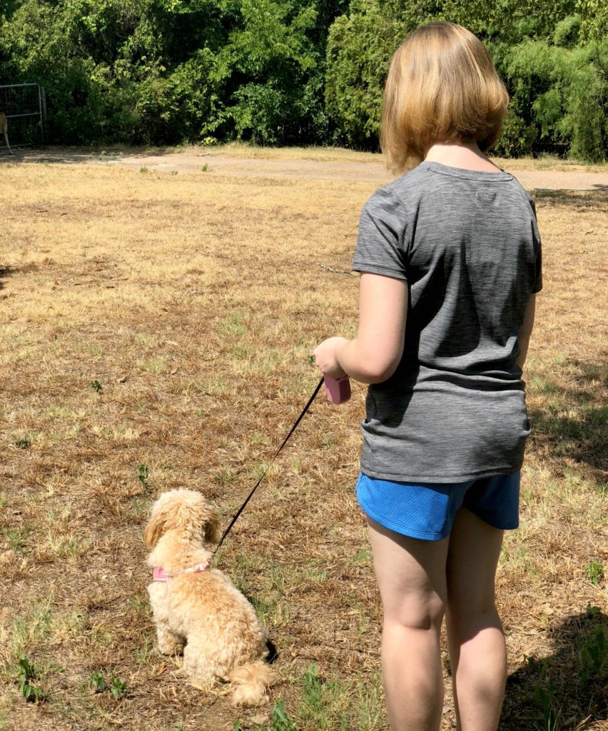 Gabby walking Lola