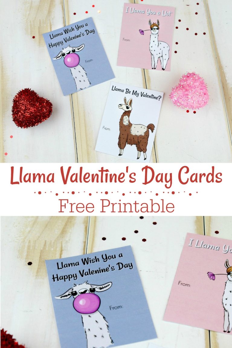 Free Llama Printable Valentine’s Day Cards