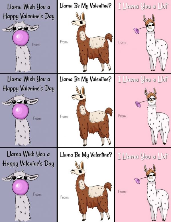 Free Llama Printable Valentine’s Day Cards Life. Family. Joy