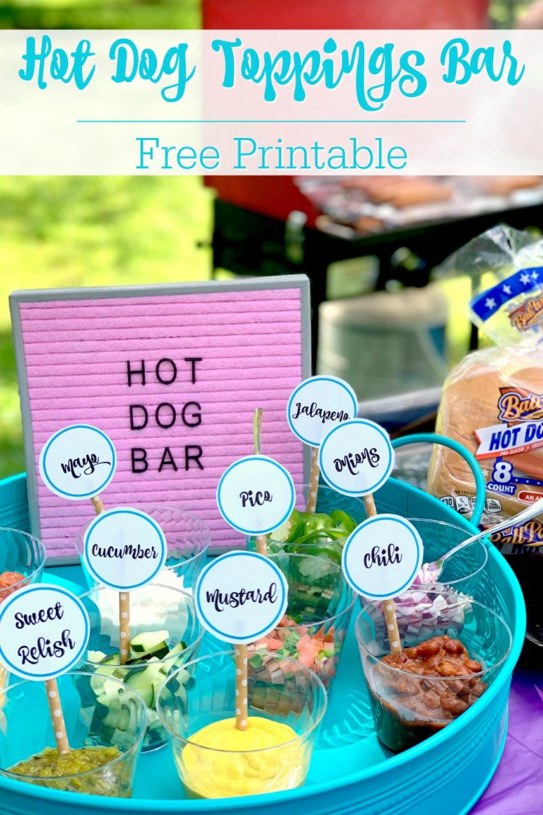 Hot Dog Toppings Bar with Free Printable
