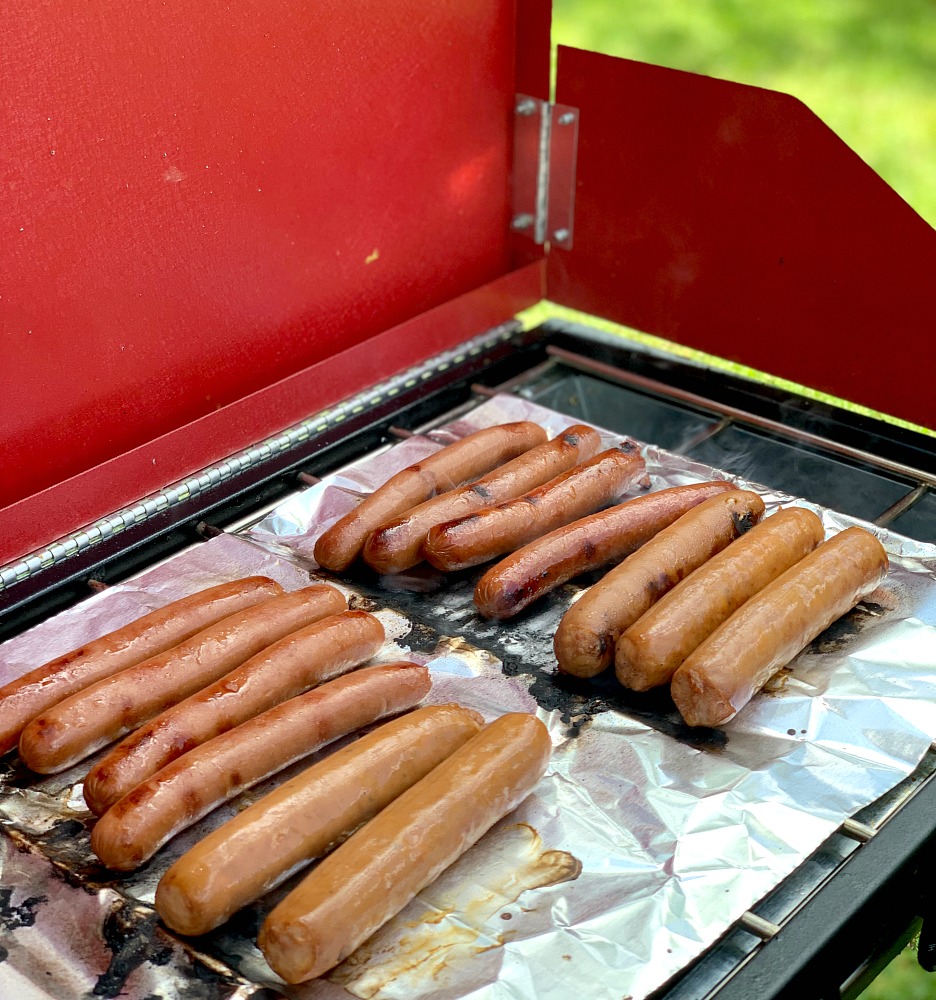 grilling hot dogs