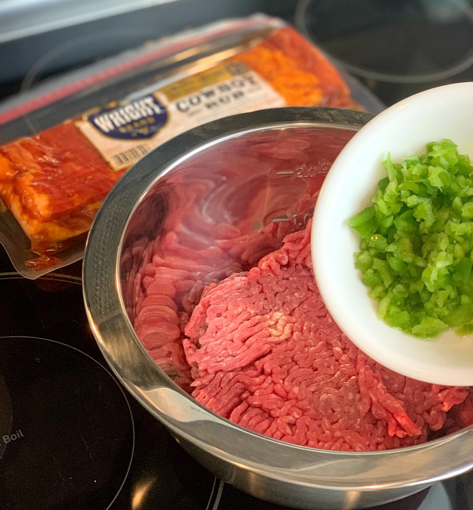 add bell pepper to meat