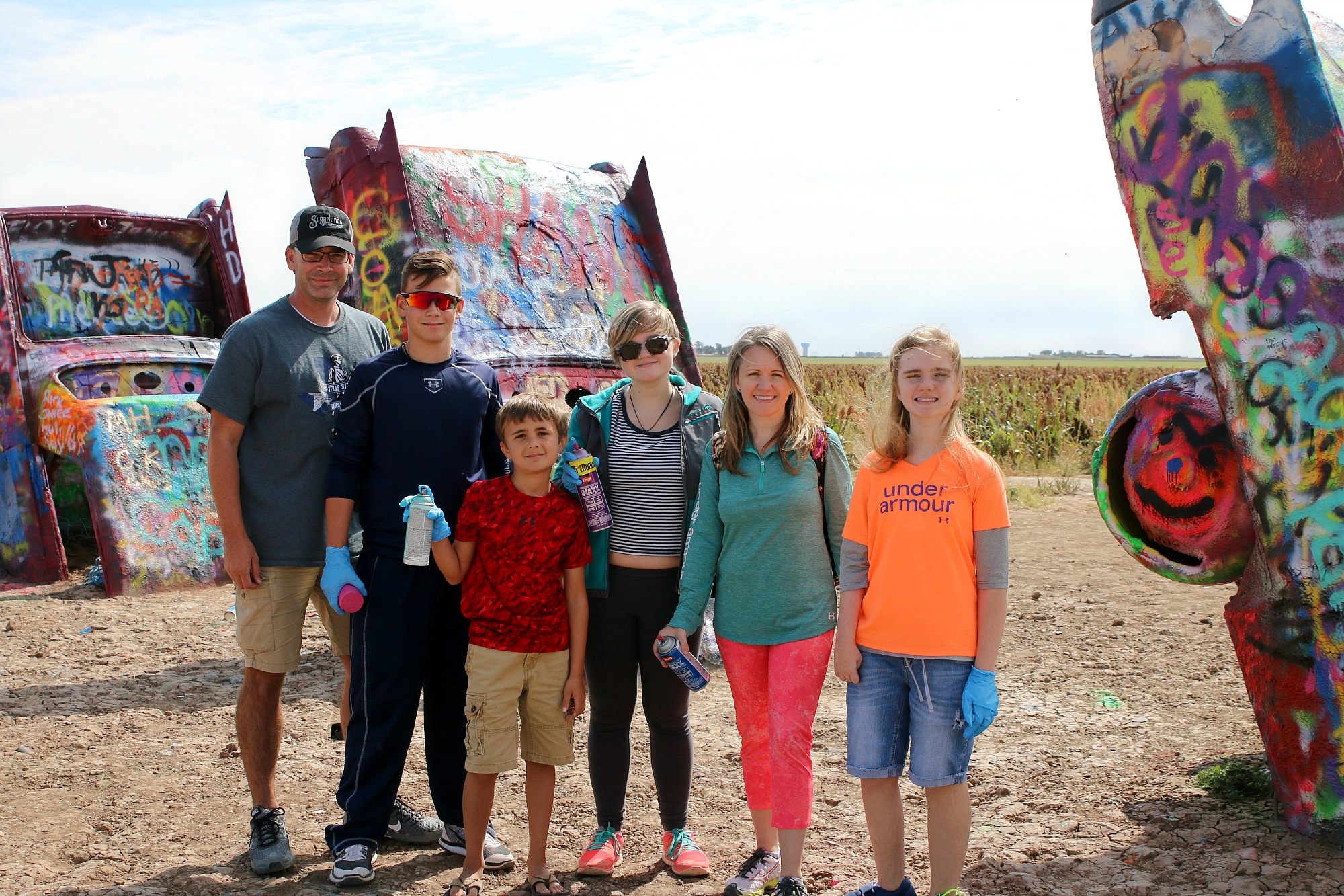 family at Cadillac ranch