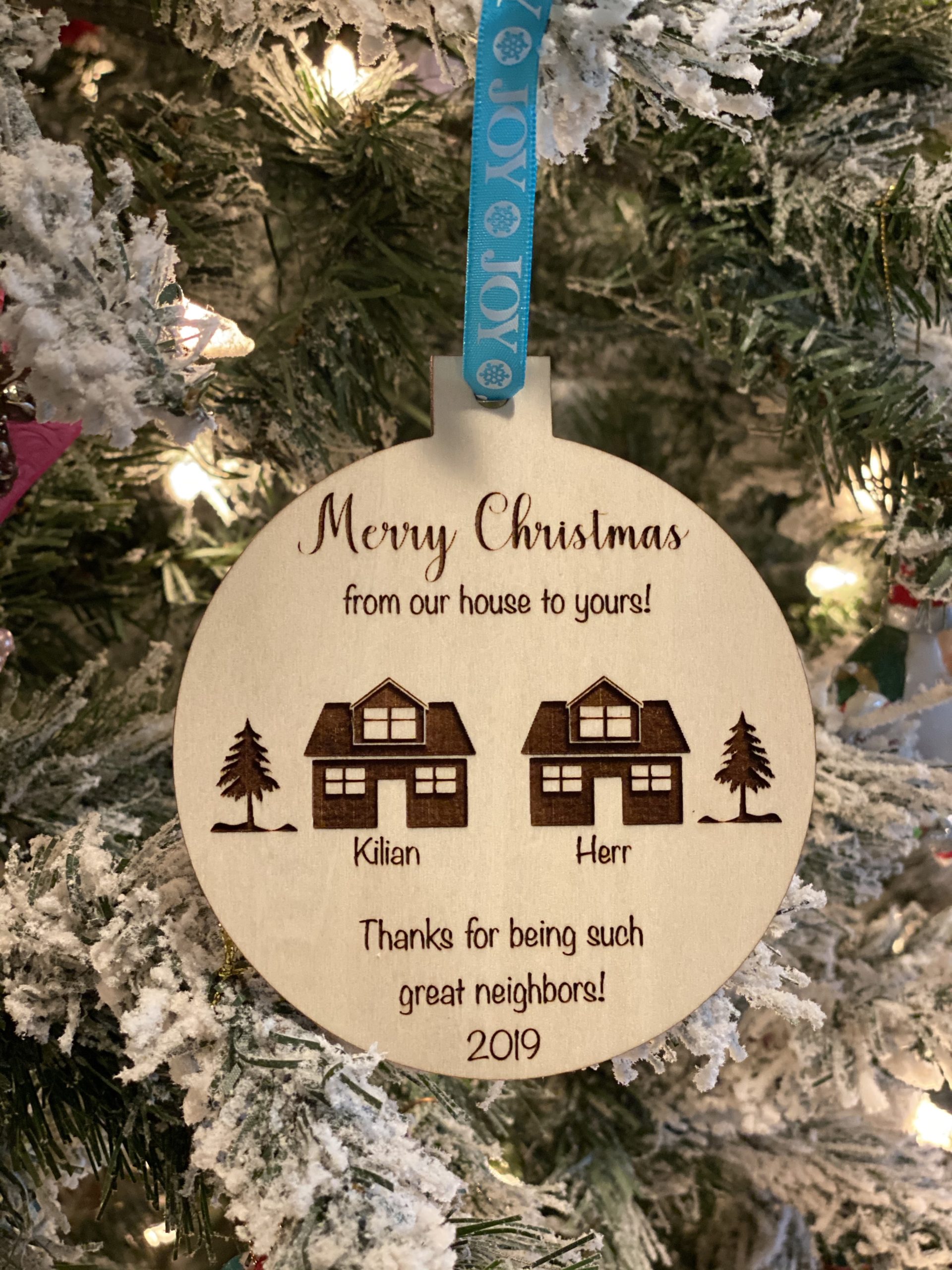 Neighbors From Our House To Yours Merry Christmas God Bless 2022 From Our House To Yours Ornament - Life. Family. Joy