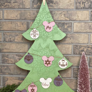 24" Boho Disney Mickey Mouse Wooden Christmas Tree
